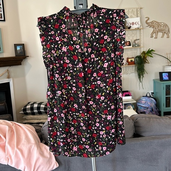 Kate Spade Floral Ruffle Trim Blouse/Top - Picture 15 of 17